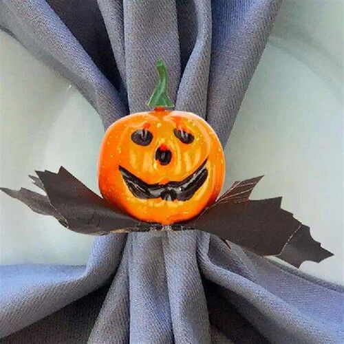 Halloween Pumpkin Napkin Ring 6Pieces Maple Napkin Holder