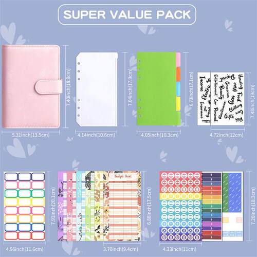 A6 PU Babybreath money saving planner book budget organizer