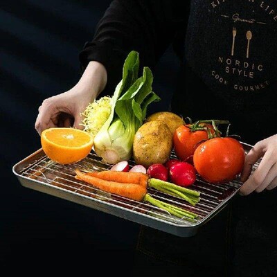 Rectangle Food Storage Trays Stainless Steel BBQ Grid