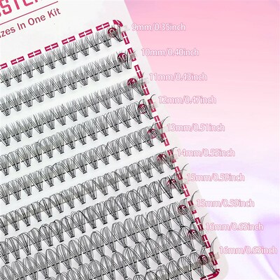 200 clusters 10D false eyelashes, cat eye, 9-16mm eyelash ex