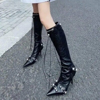 Women Sexy Chelsea Boots Pointed Toe High Heels Shoes Design