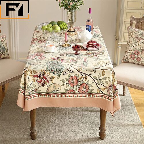 Spring Vintage Floral Tablecloth Waterproof Table Cover  Sui