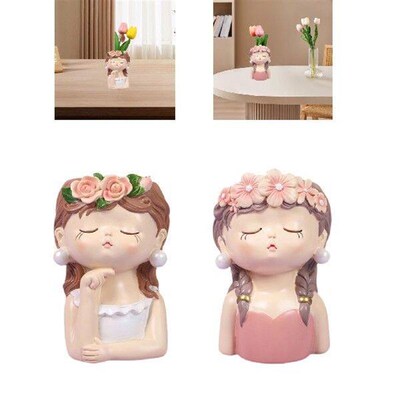 Flower Vase Girl Design Planter Flowerpot Table Centerpiece