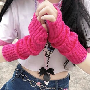 Women Knitted Arm Warmer Long Fingerless Gloves Mitten Winte
