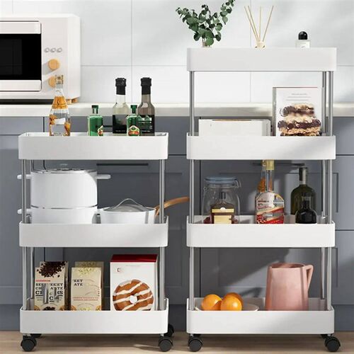 3/4 Tier Movable  Storage Rack Rolling Utility Cart Storage