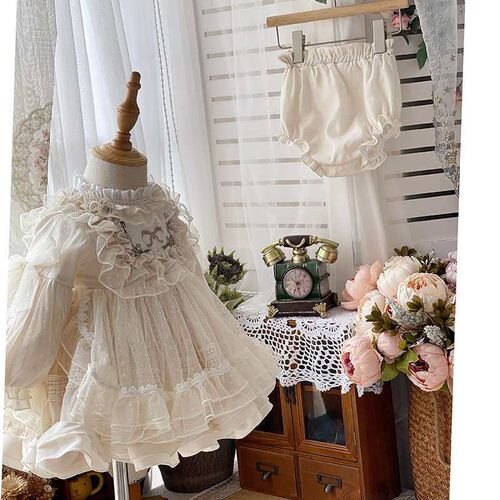 Girls Spring and Summer CREA Puff Long Sleeve Puffy Dress L