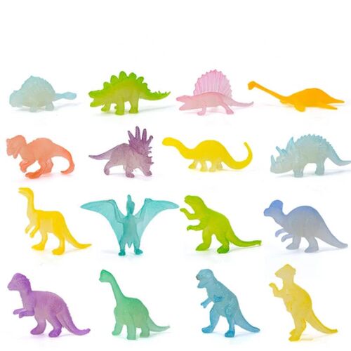 16pcs Luminous Mini Dinosaur Model Toy Plastic Glow in the D