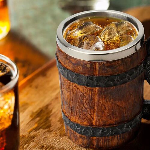 500/600ml Viking Wood style Beer Mug Christmas Gift Simulati