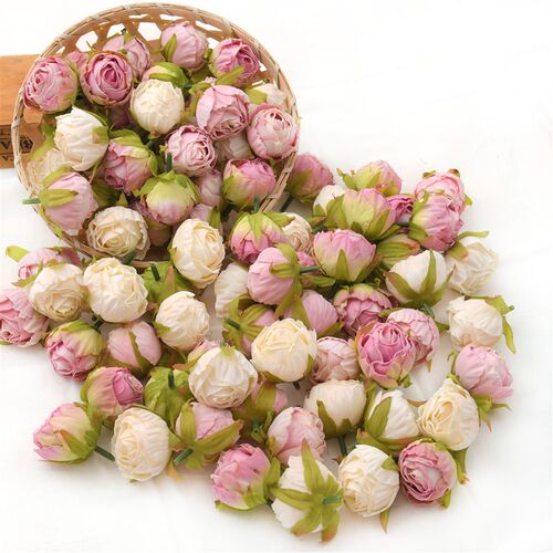 30pcs 3-4cm New Style Oil Rose Bud Artificial Silk Flowers H
