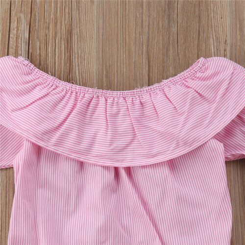 2PCS Baby Girls Clothing Set Girls Off Shoulder Romper +Whit