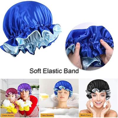 New Solid Elastic Double Layer Satin Bonnet Nightcap Doubles