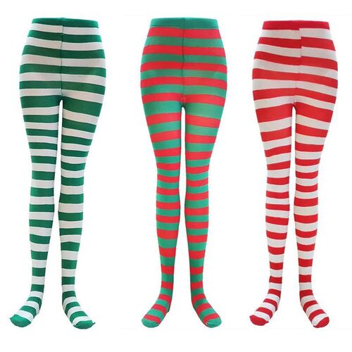Goth Style Punk Women Striped Pantyhose Rainbow Long Tights