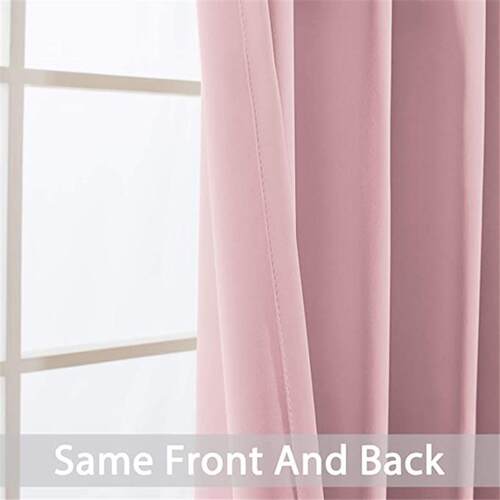 Pink Beige Blackout Curtains for Bedroom Grommet Thermal Ins