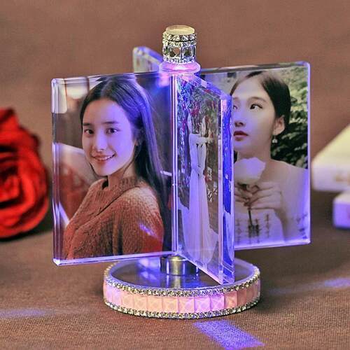 Do custom crystal wedding photo frame set table photo