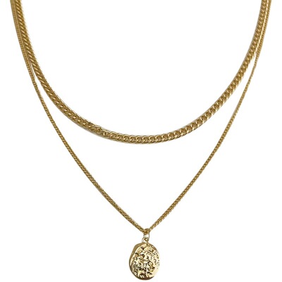 Double Layer Necklace Girl欧美轻奢小众气质钛钢双层项链女