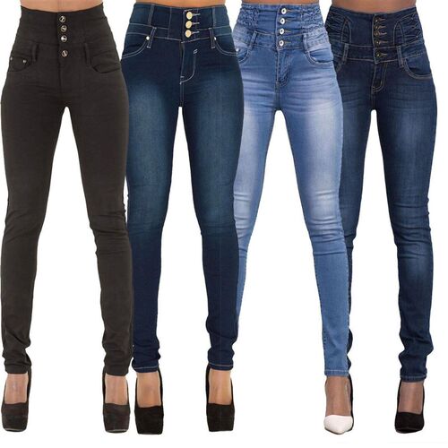 New Fashion Women Denim Skinny Jeggings Pants High Waist Str
