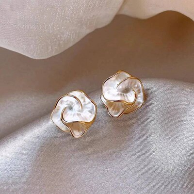cate Camellia Stud Earring For Women Unique Flower Design Ea