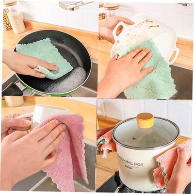 Double-layer Absorbent Microfiber Kitchen Dish Cloth towel