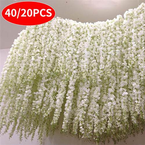 40/20Pcs Artificial Wisteria Flowers Hanging Garland Vine Ra