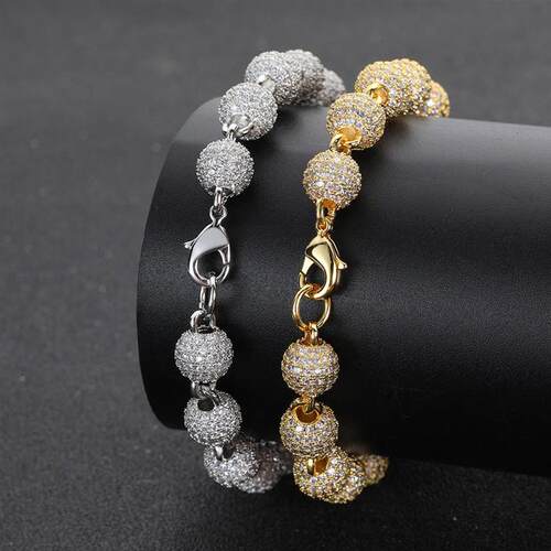 High Quality Brlet 8mm Micro Inlaid Zircon Ball Chain Mens