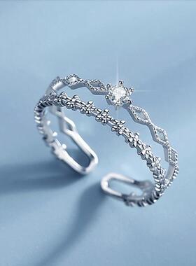 Retro Minimalist Opening Rings For Women Double Layer Moon S