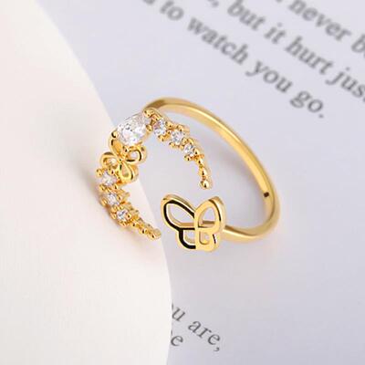 Vintage Heart Zircon Adjustable Rings for Women Stainless St