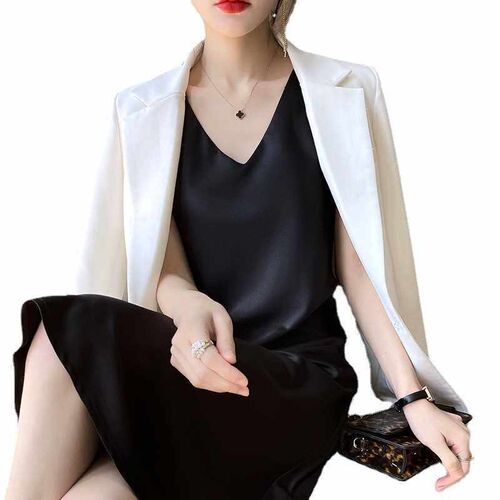 Slip Skirt Silk Satin Dress Wens Outer Wear Nightdress Fren