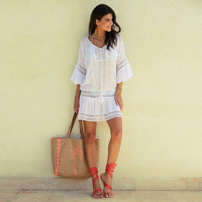 Beach Cover Up Swimwear Women Cover Ups Lace Beach Dress Tun