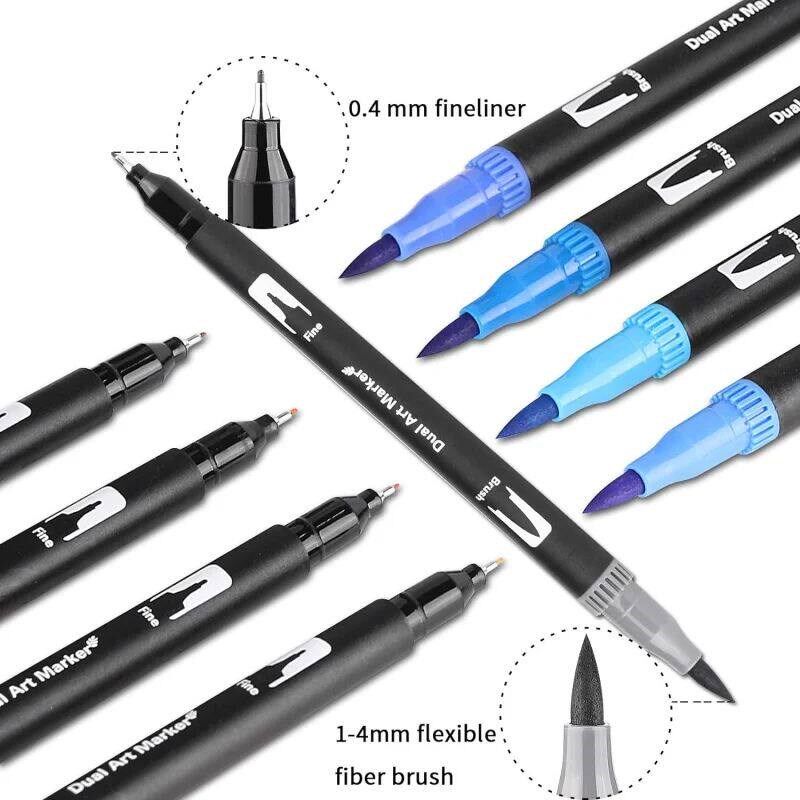 12-120Color Dual-Tip Brush & Fine Point Art Markers  Water图片
