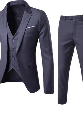 Suit men's three piece suit casual solid color small sui
