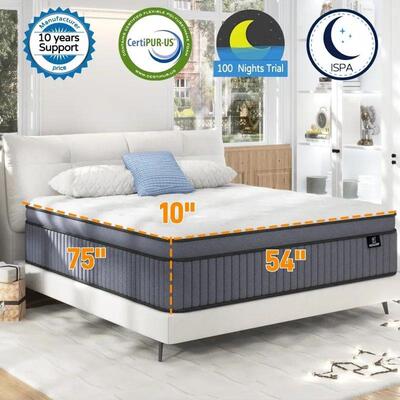 Full Size Mattress, Upgrade Strengthen 10 Inch Firm Hybrid F