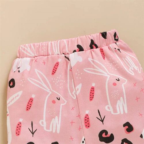 Newborn Baby Girls Romper Set Lovely Rabbit Print Romper+Pan