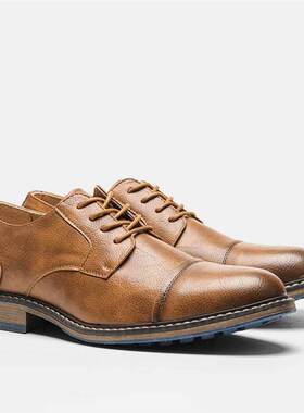 Mens Big Size Burnished Leather Dress Shoes 大尺码男士休闲
