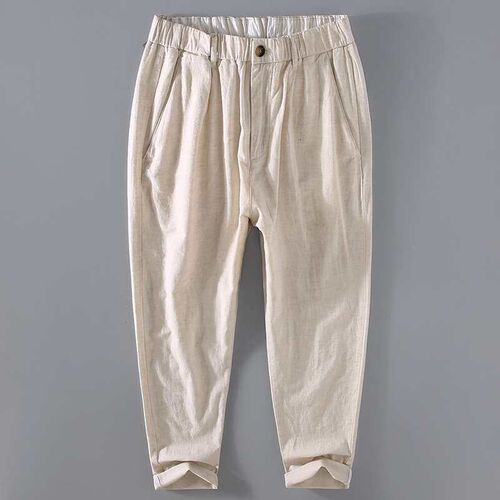 3027 Croppe Pants Mens Loose Linen Mens Casual Pants Sprin