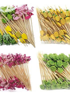 100Pcs Disposable Bamboo Skewers Easter Bunny Buffet Food Pi