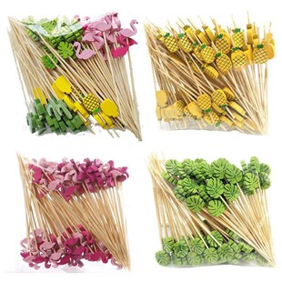 100Pcs Disposable Bamboo Skewers Easter Bunny Buffet Food Pi