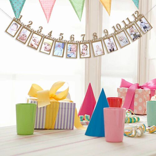 1st Birthday Baby Photo Banner Growth Record 1-12 Month Phot