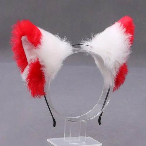 Furry Animal Cat Fox Ear Hair Hoops Party Cosplay Fur Hairba