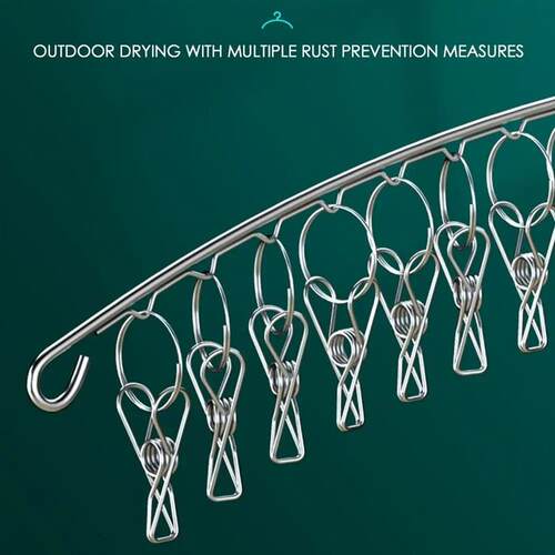 Windproof Clothes Drying Hanger Clothing Rack 10 Clips Stain