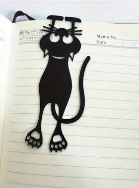 2 Black Cat Bookmarks, Elegant Cat Design, Durable Bookmark,