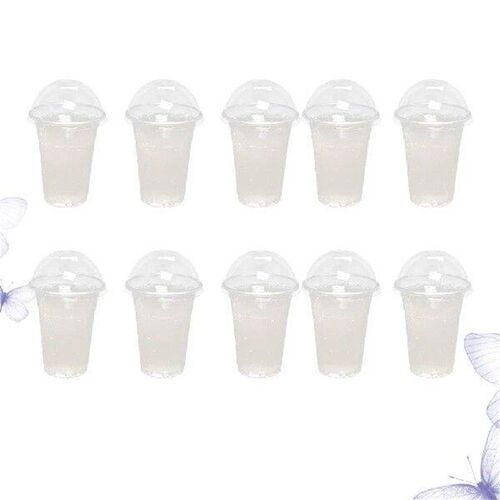 100 Pcs Plastic Cup with Lid Cups Disposable Containers