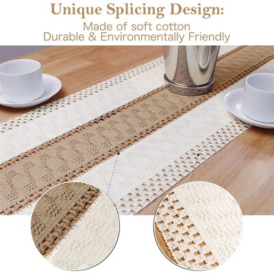 Splicing Burlap Table Runner Farmhouse Style, Boho Table Run