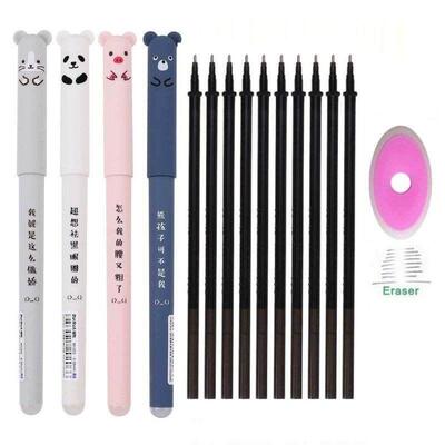 Erasable Pen Set Washable Handle Black Blue Ink Writing Gel