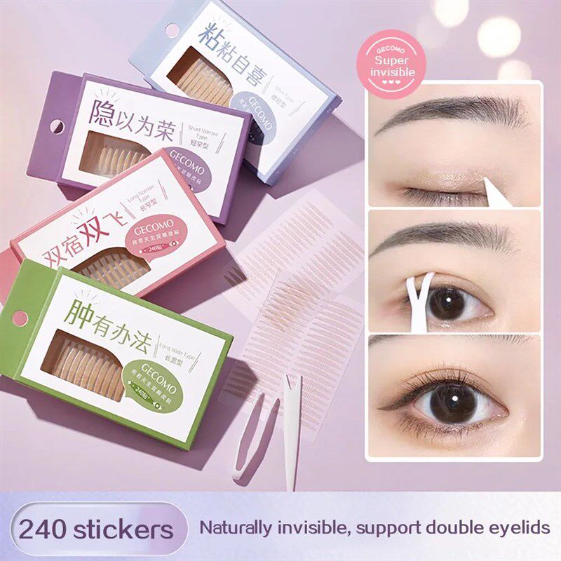 240 PCS Double Eyelid Stickers Natural Invisible And Long-la - 实物图