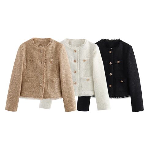 2025 Metal Button Pocket Slub Short Outer Single Breasted To