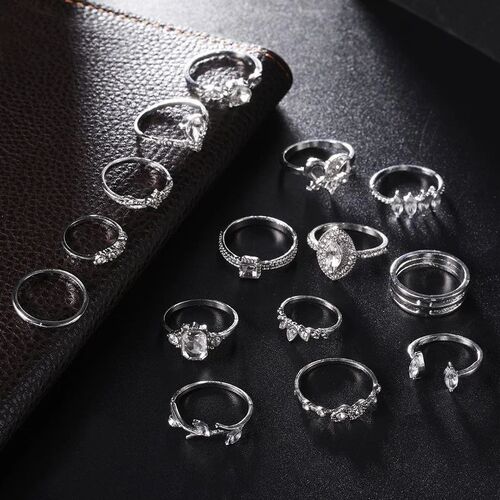 Delysia King 15pcs Bohemian Style Ladies Metal Joint Ring Se