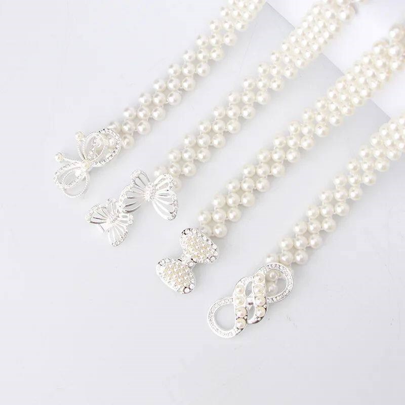 New Womens Pearl Waist Chain Korean Edition Water Diamond P - 实物图