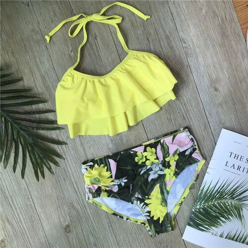 Children Girls Bikini Set 2024 Falbala Two-Pieces Swimming S