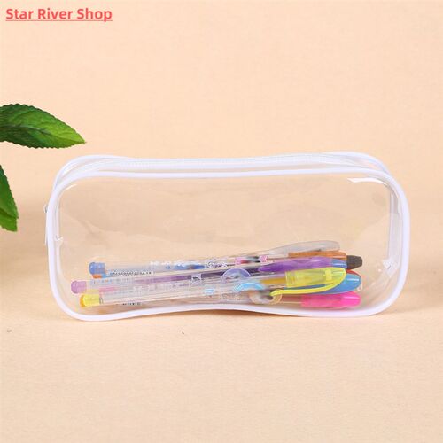 PVC Transparent Zipper Pencil Bag Pen Case Stationery Storag