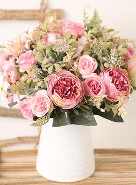 White Silk Artificial Roses Flowers Wedding Home Autumn Deco